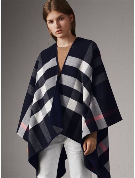 burberry reversible check to solid cape|burberry merino wool cape.